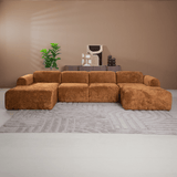 Banken-U-bank oker chenille stof - 342x165 cm - Shane-Dimehouse