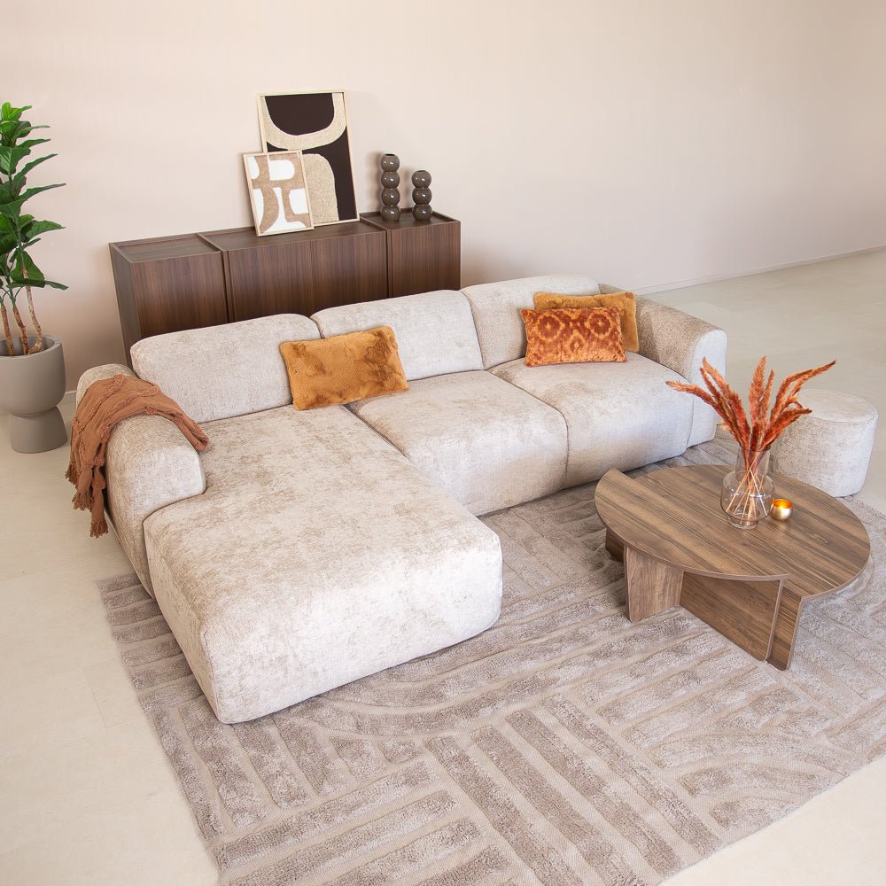 Banken-Hoekbank beige chenille stof - 292x170 cm - Shane - links-Dimehouse