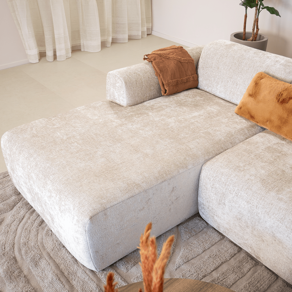 Banken-Hoekbank beige chenille stof - 292x170 cm - Shane - links-Dimehouse