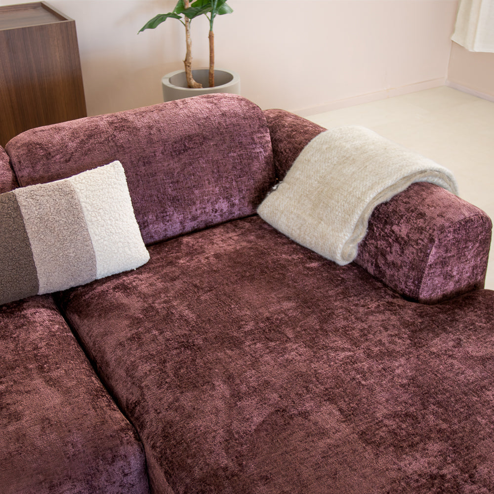Hoekbank paars chenille stof - 292x170 cm - Shane - rechts