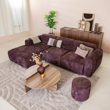 Banken-Hoekbank paars chenille stof - 292x170 cm - Shane - links-Dimehouse