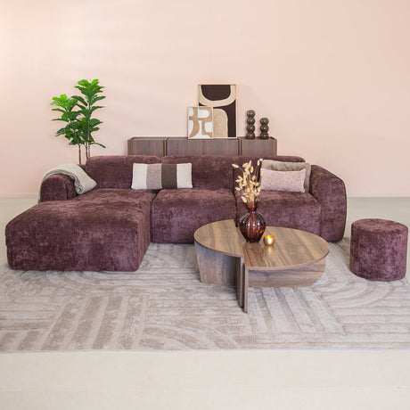Banken-Hoekbank paars chenille stof - 292x170 cm - Shane - links-Dimehouse