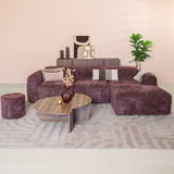 Hoekbank paars chenille stof - 292x170 cm - Shane - rechts