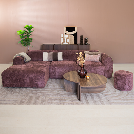 Banken-Hoekbank paars chenille stof - 292x170 cm - Shane - links-Dimehouse