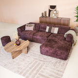 Hoekbank paars chenille stof - 292x170 cm - Shane - rechts