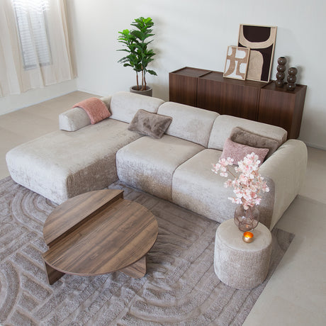 Hoekbank zand chenille stof - 272x170 cm - Shane - links