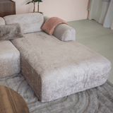 Banken-Hoekbank zand chenille stof - 272x170 cm - Shane - rechts-Dimehouse