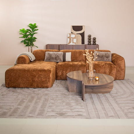 Banken-Hoekbank oker chenille stof - 292x170 cm - Shane - links-Dimehouse