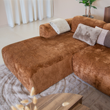 Hoekbank oker chenille stof - 292x170 cm - Shane - links