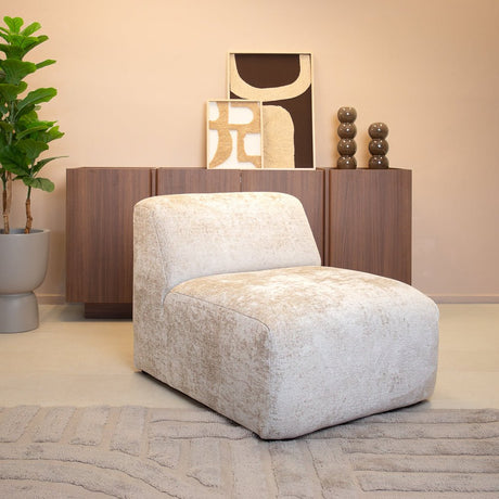 Fauteuils-Fauteuil beige chenille stof Shane-Dimehouse