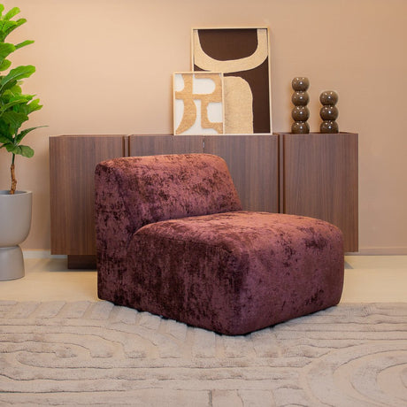 Fauteuils-Fauteuil paars chenille stof Shane-Dimehouse