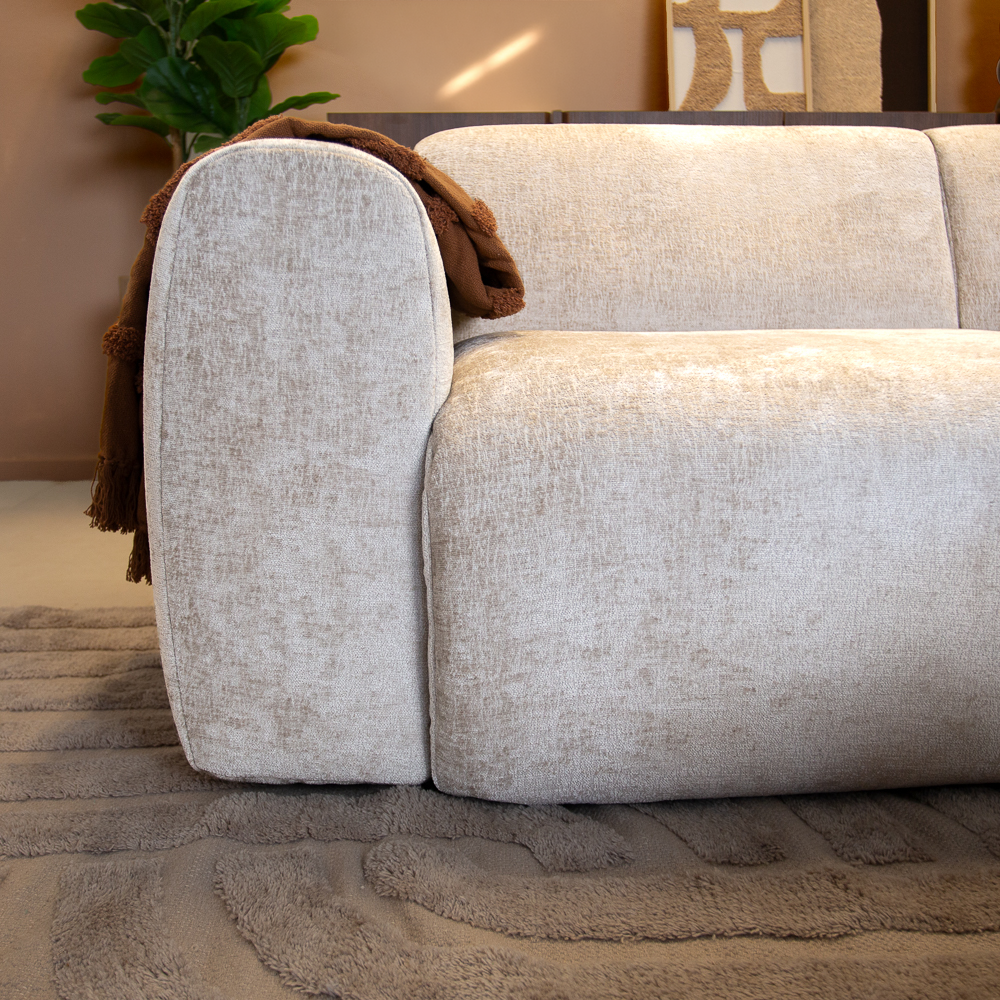 2-zits bank beige chenille stof - 195x85 cm - Shane