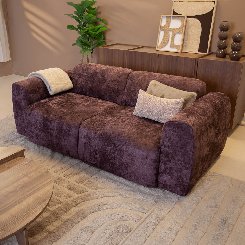 Banken-2-zits bank paars chenille stof - 195x85 cm - Shane-Dimehouse