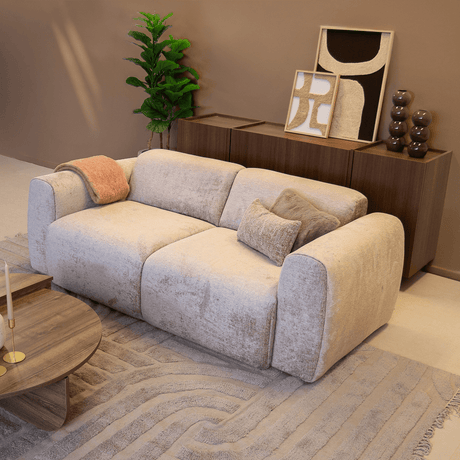 Banken-2-zits bank zand chenille stof - 195x85 cm - Shane-Dimehouse