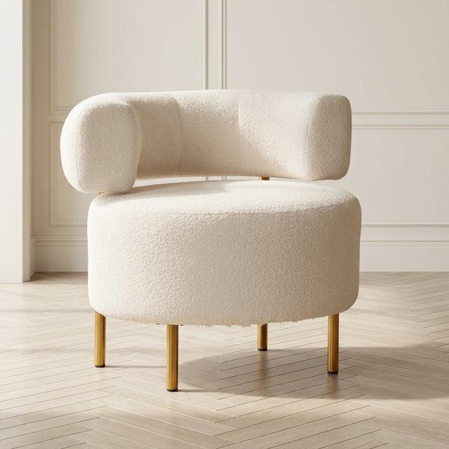 Fauteuil River Wit Bouclé stof sfeerfoto in modern interieur