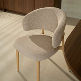 Eetkamerstoelen-Japandi Eetkamerstoel Yuka Zand - Eikenlook Frame-Dimehouse
