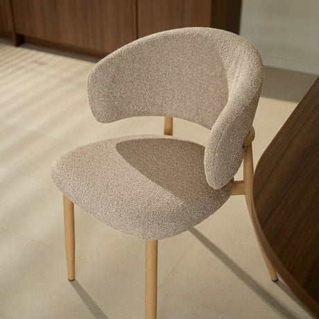 Eetkamerstoelen-Japandi Eetkamerstoel Yuka Zand - Eikenlook Frame-Dimehouse