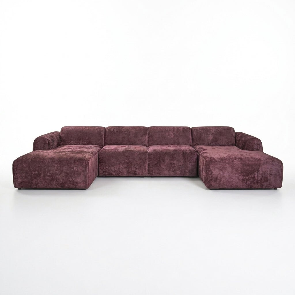 Banken-U-bank paars chenille stof - 342x165 cm - Shane-Dimehouse
