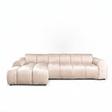 Banken-Hoekbank met lounge beige velvet structuurstof - strepen - links - Brix-Dimehouse