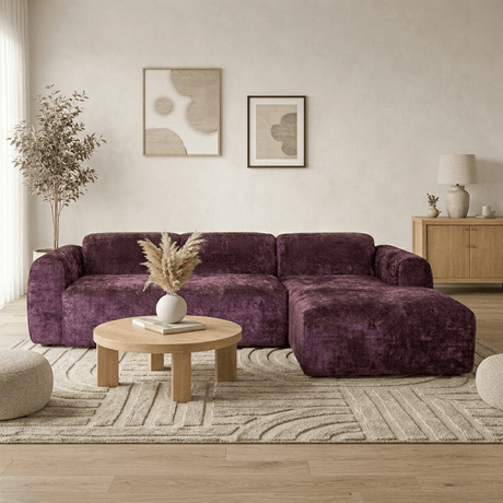 Banken-Hoekbank paars chenille stof - 292x170 cm - Shane - rechts-Dimehouse