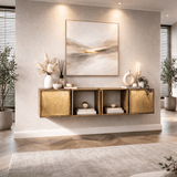 Hangend Dressoir Maceo Mangohout Zand met Brass Accent 169 cm