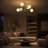 Hanglampen - Hanglamp 6 - lichts Goud Metaal - 75 x 75 cm - Lustre - Dimehouse