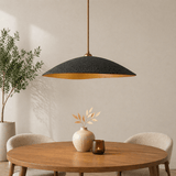 Hanglampen - Hanglamp zwart met goud carbon betonnen kap - 40 cm - Flowing - Dimehouse
