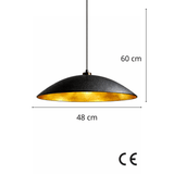 Hanglampen - Hanglamp zwart met goud carbon betonnen kap - 48 cm - Flowing - Dimehouse