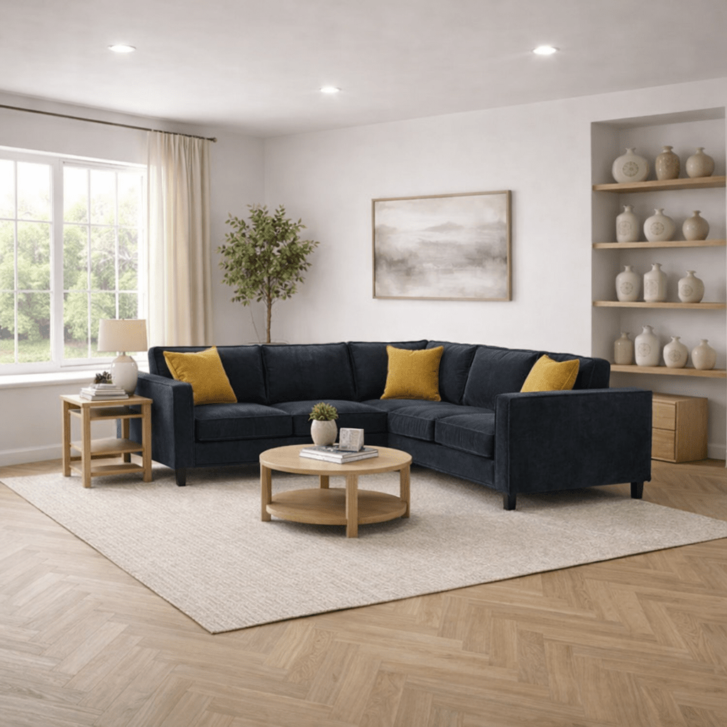 Hoekbank Kale Velvet Antraciet - vijf persoons