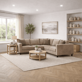 Hoekbank Kale Velvet Crème - vijf persoons