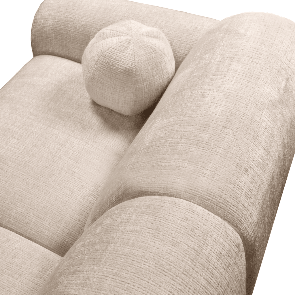 Hoekbank met lounge beige chenille stof Shane - links