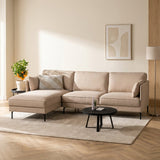 Hoekbank Sidney stof beige links sfeerfoto in modern interieur
