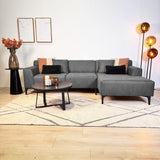 Hoekbank met compacte lounge antraciet microvezel Davidson - rechts