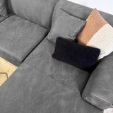 Hoekbank met compacte lounge antraciet microvezel Davidson - rechts