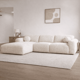 Banken - Hoekbank beige bouclé stof - 292x169 cm - Shane - links - Dimehouse
