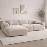 Hoekbank met lounge beige chenille stof Shane - links
