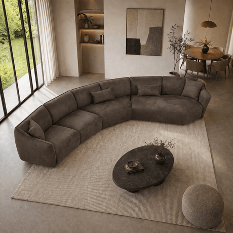 Hoekbank bruin antraciet microvezel - 7 persoons - Mentis