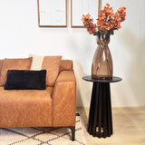 Hoekbank Davidson Microvezel Cognac met compacte lounge - Links