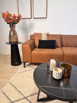 Hoekbank Davidson Microvezel Cognac met compacte lounge - Rechts