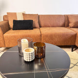 Hoekbank Davidson Microvezel Cognac met compacte lounge - Rechts