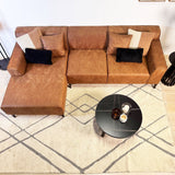 Hoekbank Davidson Microvezel Cognac met compacte lounge - Links