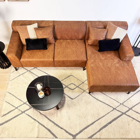 Hoekbank Davidson Microvezel Cognac met compacte lounge - Rechts