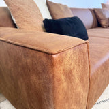 Hoekbank Davidson Microvezel Cognac met compacte lounge - Rechts