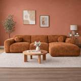 Banken - Hoekbank koper chenille stof - 292x169 cm - Shane - rechts - Dimehouse
