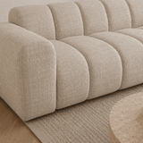 Banken-Hoekbank met lounge beige velvet structuurstof - strepen - rechts - Brix-Dimehouse