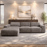 Hoekbank met lounge taupe chenille stof Shane - links