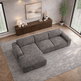 Hoekbank met lounge taupe chenille stof Shane - links