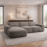 Hoekbank met lounge taupe chenille stof Shane - links