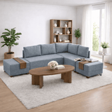 Banken - Slaapbank blauw stof - XXL 280 x 210 - Rechts - Fly - Dimehouse