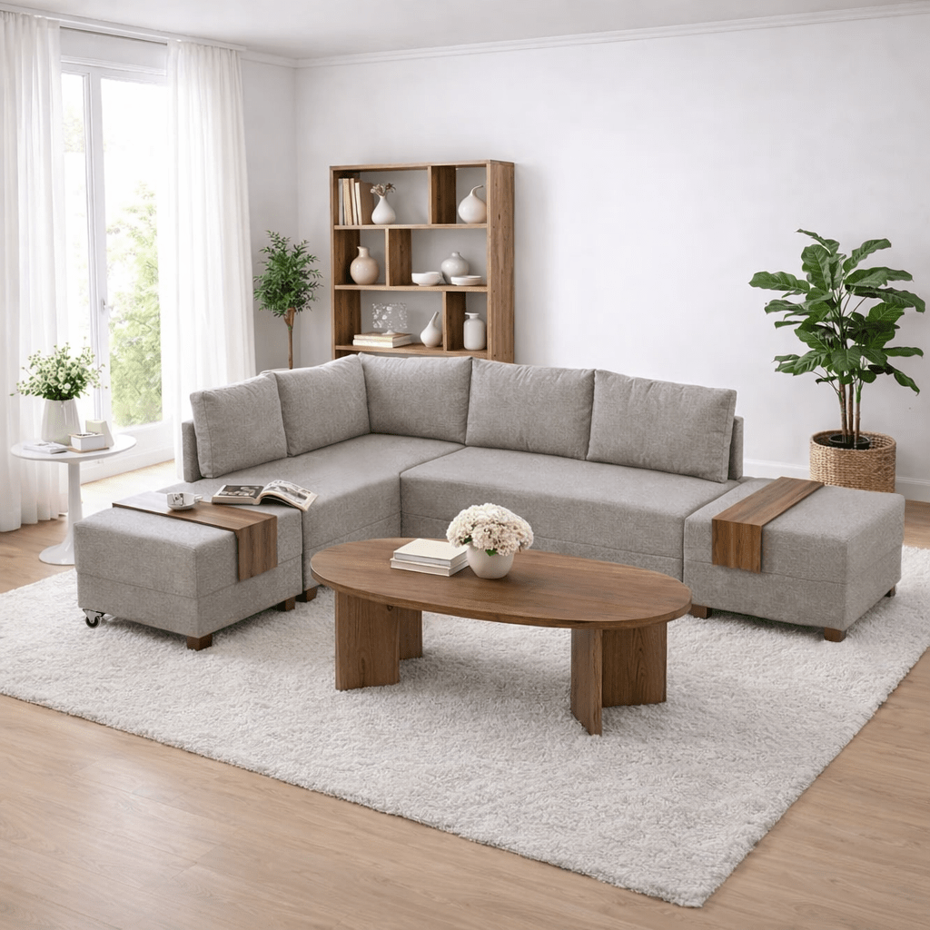 Banken - Slaapbank champagne stof - XXL 280 x 210 - Links - Fly - Dimehouse